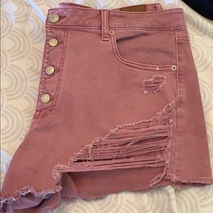 AE Super Stretch Destroyed Denim Short High Rise